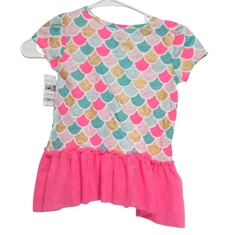 Carters Kid Mermaid Scales Print Tunic Top & 2 Pair Leggings Outfit Set Girls 5‎ - Picture 6 of 16